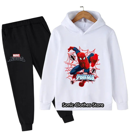 Spiderman Boys Sweater Set Spring and Autumn New Pullovers Children's Boys Big Children's All-match Two-Piece Suit