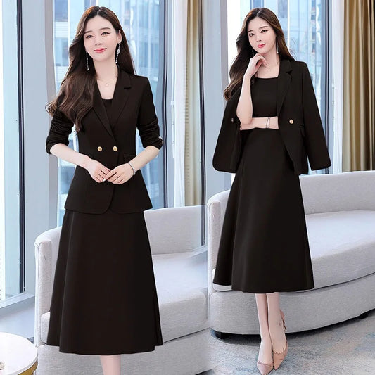 woman Skirt suit spring/summer solid color dress Suit jacket single button Ladies clothes sale dropshipping HTHDDbk8948