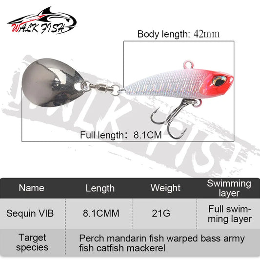WALK FISH Spinner VIB Fishing Lure 7g 11g 15g 21g Sinking Water Ice Jigging Metal Spoon VIbration Hard Cranbait Japan Wobbler