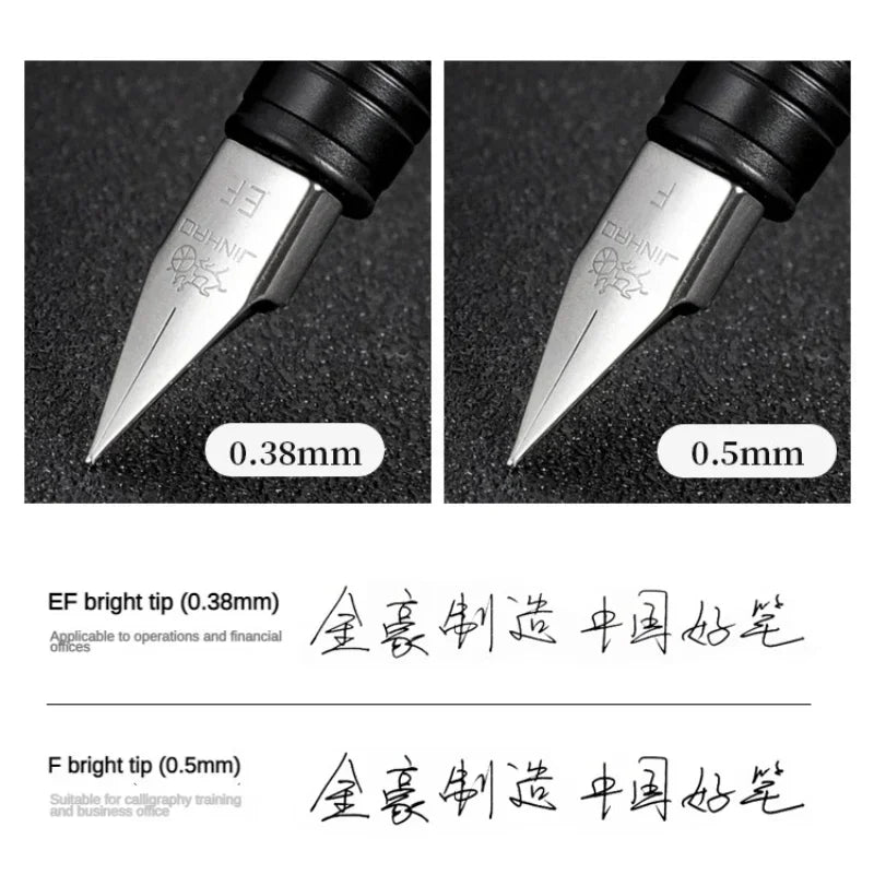JINHAO 65 Fountain Pen F/EF/ 0.3mm Nib Stainless Steel Frosted Black Writing Ink Pens Business Office School Supplies Stationery