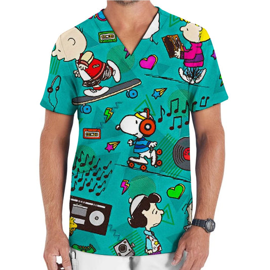 Hospital Nurse Uniforms Women Medical Uniform Print Scrub Top Snoopy Dental Clinic Work Clothes Mens Scrubs Short Sleeved Jacket