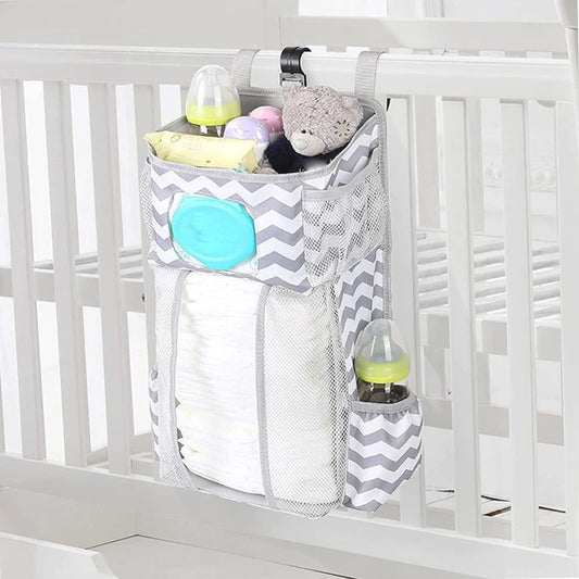 Changing Table Diaper Organizer - Baby Hanging Diaper Stacker Nursery Caddy Organizer for Cribs Playard Baby Essentials Storage