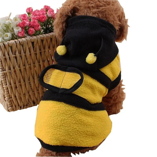 Bee Pet Puppy Coat Apparel Outfit Fleece Clothes Dog Cat Hoodie Fancy Costume Halloween Cosplay Sweater Dog Hoodies