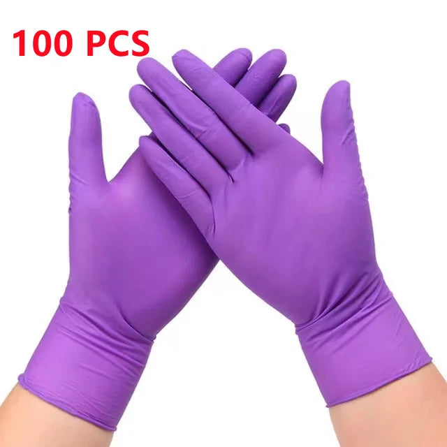 20/50/100PCS Disposable Nitrile Gloves Purple Waterproof Non-Slip Glove for Work Kitchen Household Cleaning Beauty Salon Haircut
