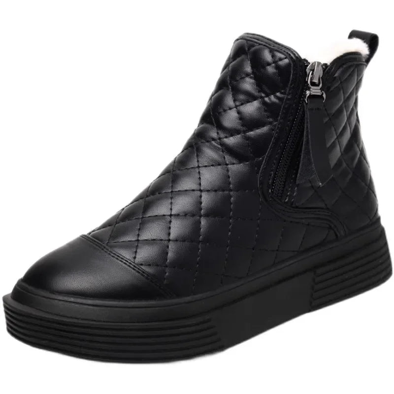 Large Size 34-42 Women's Boots 2024 Winter Plush Snow Boots Keep Warm With Pile Thickened Mom Cotton Shoes Women's Black Boots