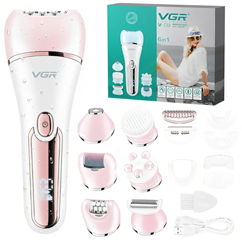 VGR Epilator for Women Hair Remover Electric Epilator Leg Body Bikini Lady Shaver Facial Underarms Hair Removal Tool V-733