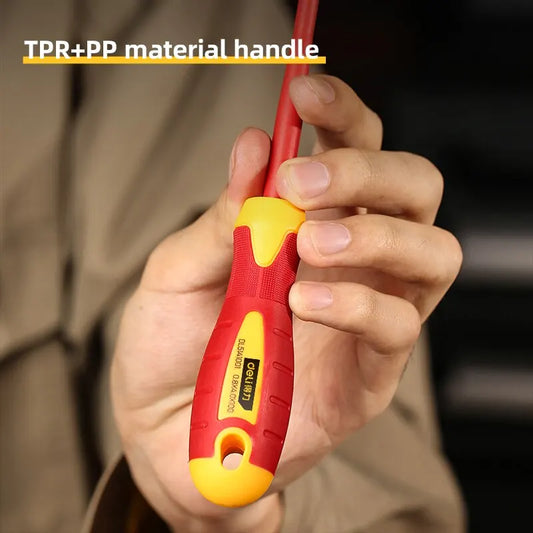 Deli 1pcs Insulated Screwdriver CRV PH SL Chrome Vanadium Steel 1000V High Voltage Resistant Electrician Repair Tools