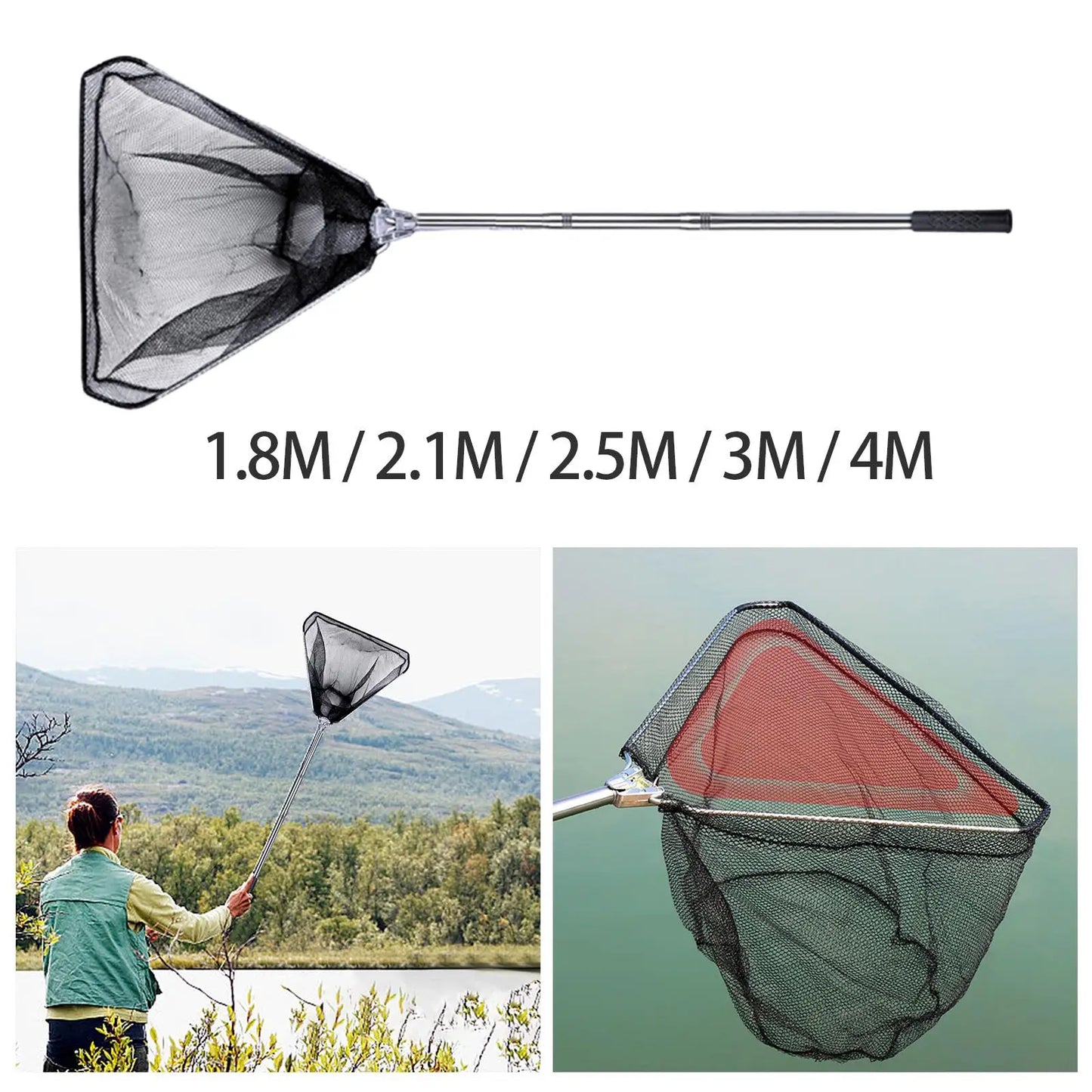 Portable Folding Fishing Landing Net Accessories Practical Stainless Steel Rod