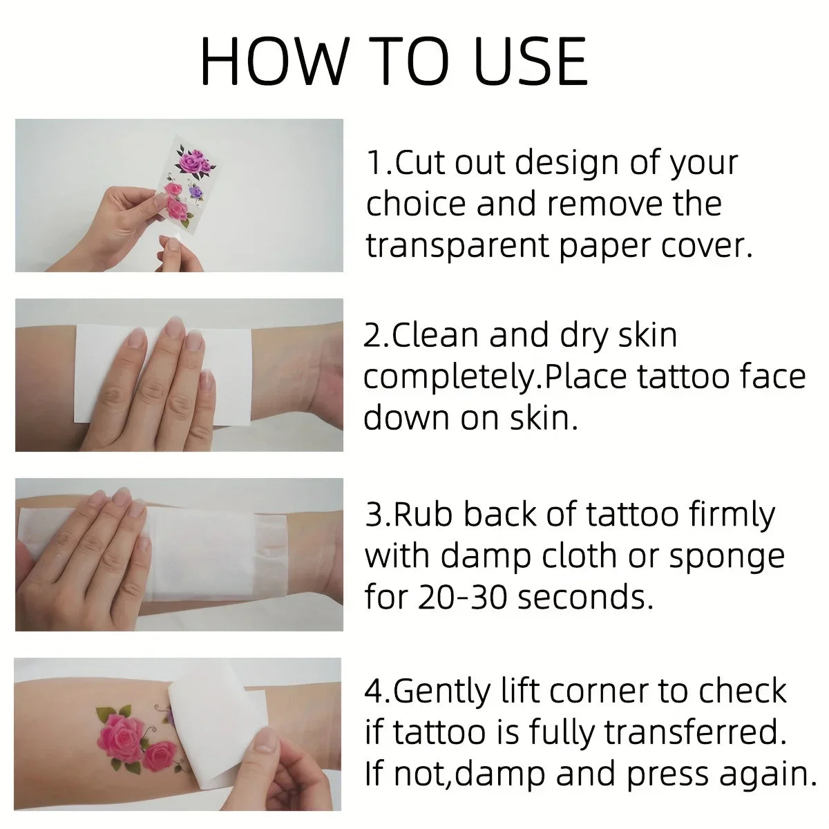 30pcs/lot Watercolor Floral Temporary Tattoo Stickers for Women Girls Small Fake Flower Tattoo Waterproof Hands Wrist Chest Arm