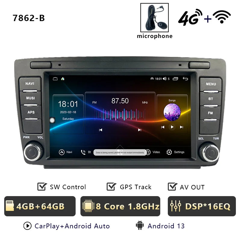 CHSTEK 7" Android Car Radio Wireless Carplay Multimedia for Skoda Octavia Mk2 A5 2004-2014 WIFI Bluetooth Plug and Play Canbus