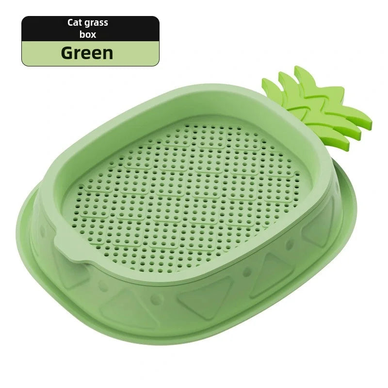 Hydroponic Cat Grass Planter Cat Grass Planter Tray Pineapple Design Plant Germination Tray Wheat Grass Growing Pot Nursery Cat