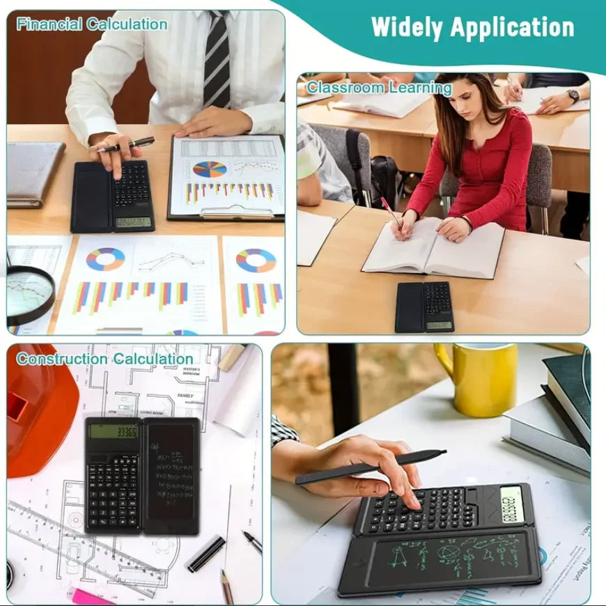The scientific calculator and notepad desk three-in-one folding function calculator supports solar energy and button batteries