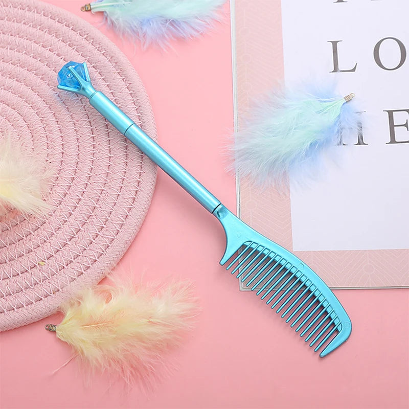 Custom Logo Diamond Comb Gel Pens Cute Signature Pen Kids School Supplies Unique Pen Cheap Kawaii Stationery Office Accessories