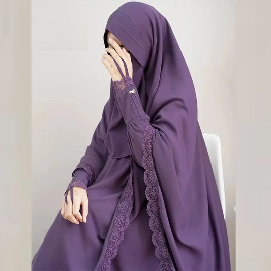 Hijab Dress Kimono Islamic Abayas For Women 2 Sets Muslim Women's clothing Kimono Islamic Scarf Dress Dubai Ramdan Khimar Kaftan