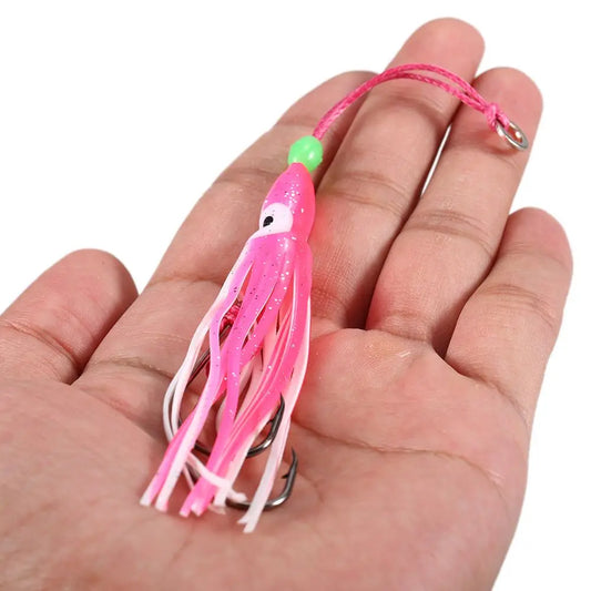 2Pcs/Lot 6cm/10cm/12cm Octopus Lure Squid Jig Fishing Soft Lures Big Squid Bionic Bait Skirt Soft Baits with Hooks