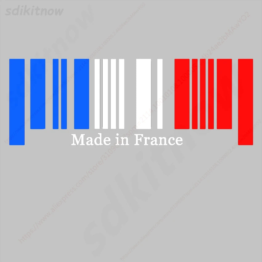 9x25cm 1pc New Made in France Flag Bar Code Car Funny Stickers PVC Decal Styling For Peugeot Citroen Renault Bugatti DS Dacia