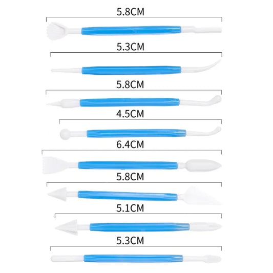 Cake Decorating 8Pcs Fondant Modelling Tools 16 Patterns Carving Flower Craft Clay Carving Pen Set Modeling Baking Accessories