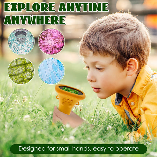 Mini Kids Microscope 1000X 2'' High Definition Display Handheld Pocket Microscope LED Lights Adjustable Portable Science Toys