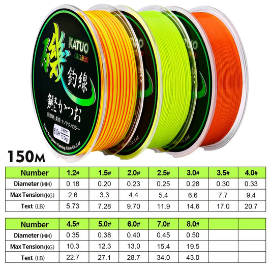 PROBEROS 150m Multicolor Fishing-line 5.73LB-43LB Super Strong Monofilament Nylon Wire Bionic Invisible Spot Camouflage Rope