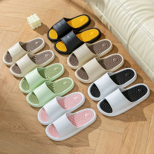 New Summer Concise Trend Couple Indoor Sandals Non-slip Bathroom Slides Men Women Shoes Massage Slippers Ladies' Home Flip Flops