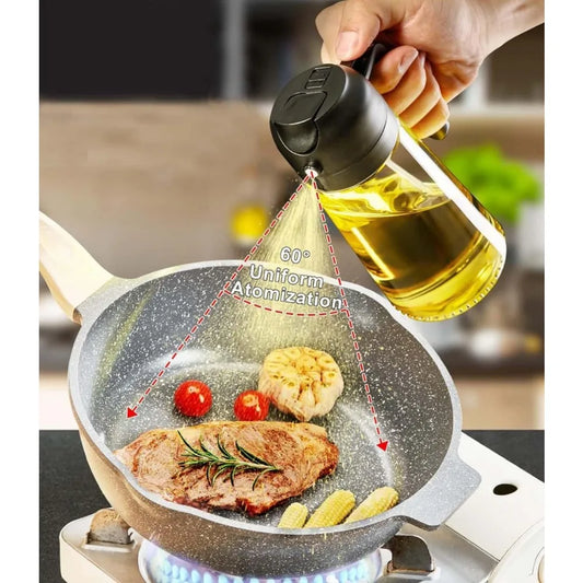 1-2PCS 2in1 Spray Oil Dispenser Oil Jar Cruet BBQ 500ml Plastic Spray Sprayer Bottle Kitchen Baking Roasting Picnic Kitchen Tool