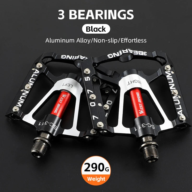 WEST BIKING MTB Cycling Pedals Sealed Bearing Ultralight Aluminum Alloy Footboard Anti-Slip Bicycle Platform Pedals Bike Parts