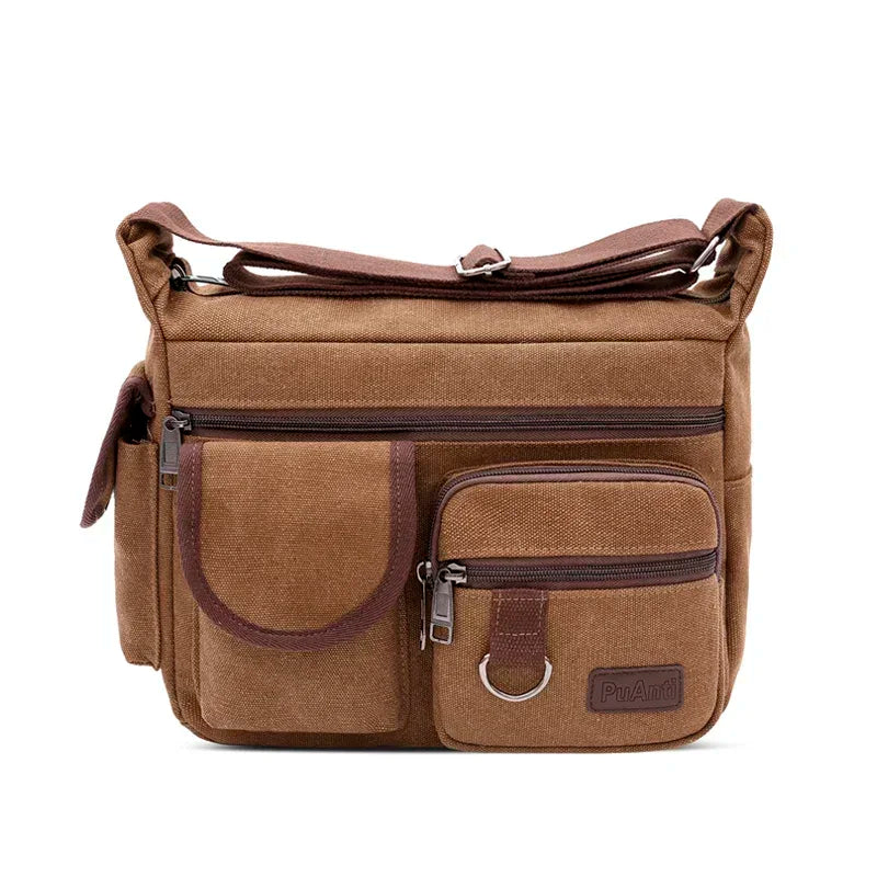 New Canvas Messenger Bag for Men Vintage Water Resistant Waxed Crossbody Bags Briefcase Padded Shoulder Bag for Male Handbag