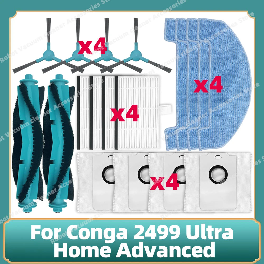 Fit For Conga 2499 Ultra Home Advanced Titanium / Atvel SmartGyro R80 Base Main Side Brush Filter Mop Cloth Dust Bag Parts