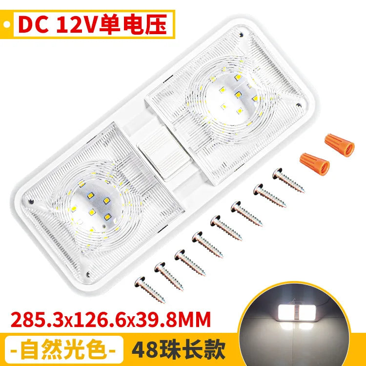 12V Bright Natural Light Color RV Light Partition Control Compartment Light 48 Beads Three Sections Slide Switch Reading Light