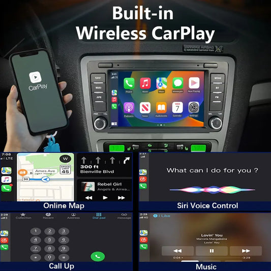 CHSTEK 7" Android Car Radio Wireless Carplay Multimedia for Skoda Octavia Mk2 A5 2004-2014 WIFI Bluetooth Plug and Play Canbus