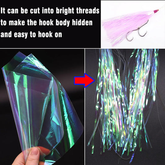 MNFT 2PCS Plastic Rainbow Fish Skin For Fly Tying Streamer Fly Tying Material