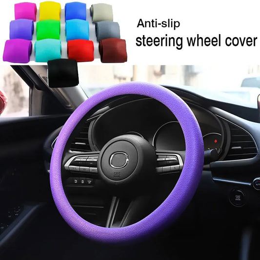 Universal Car Silicone Steering Wheel Cover 33-40cm Glove Texture Soft Grip Multi Color