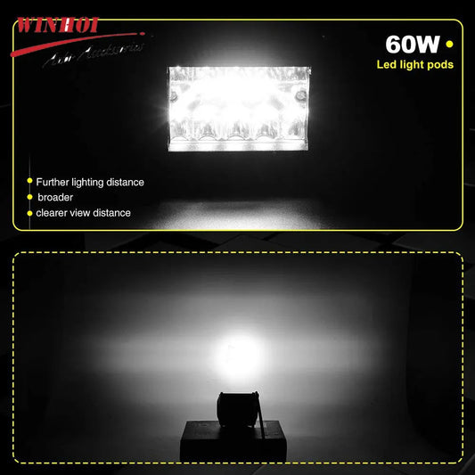 2pcs 4Inch 60W LED Light Bar with Tow Hitch Mounting Brackets Super Bright Car 4x4 Spotlights LED WorK Light for Trucks Offroad