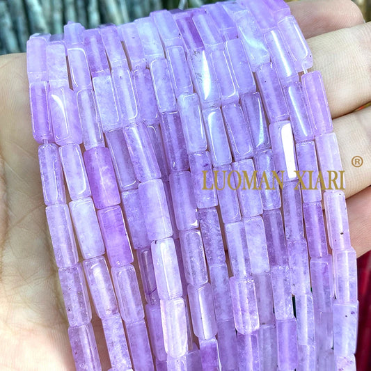 4x13mm Square Natural Stone Light Lavender Chalcedony Loose Spacer Beads for Jewelry Making Diy Bracelet Charms Accessories