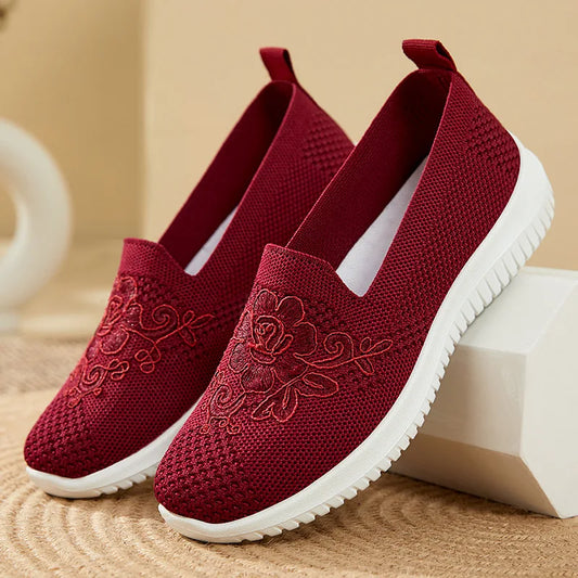 Summer Mesh Knitting Sneakers Women Breathable 2023 Shoes Non-slip Ladies Casual Nurse Office Shoes Ballet Flats