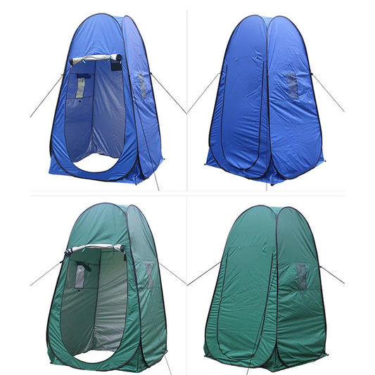 Single Hide Portable Privacy Shower Toilet Camping Pop Up Tent UV Function Outdoor Dressing Photography Green & Blue Fishing WC