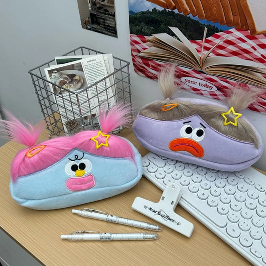 Funny Cotton Doll Pencil Case INS Large Capacity Junior and Senior High School Students Stationery Storage Bag Stationery Box