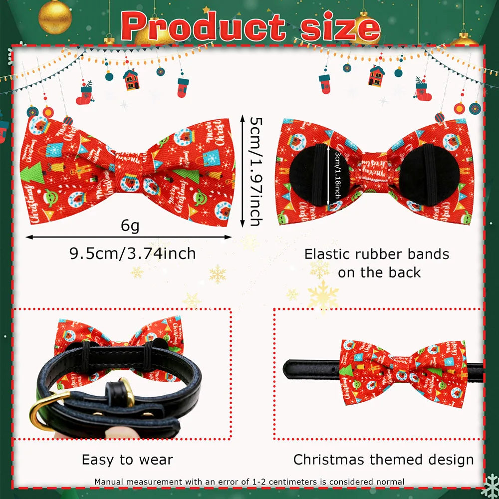 2024 New 50PCS Christmas Dog Bows Removable Dog Bowties Collar Pet Dog Christmas Bow Tie For Dogs Pets Christmas Accessories