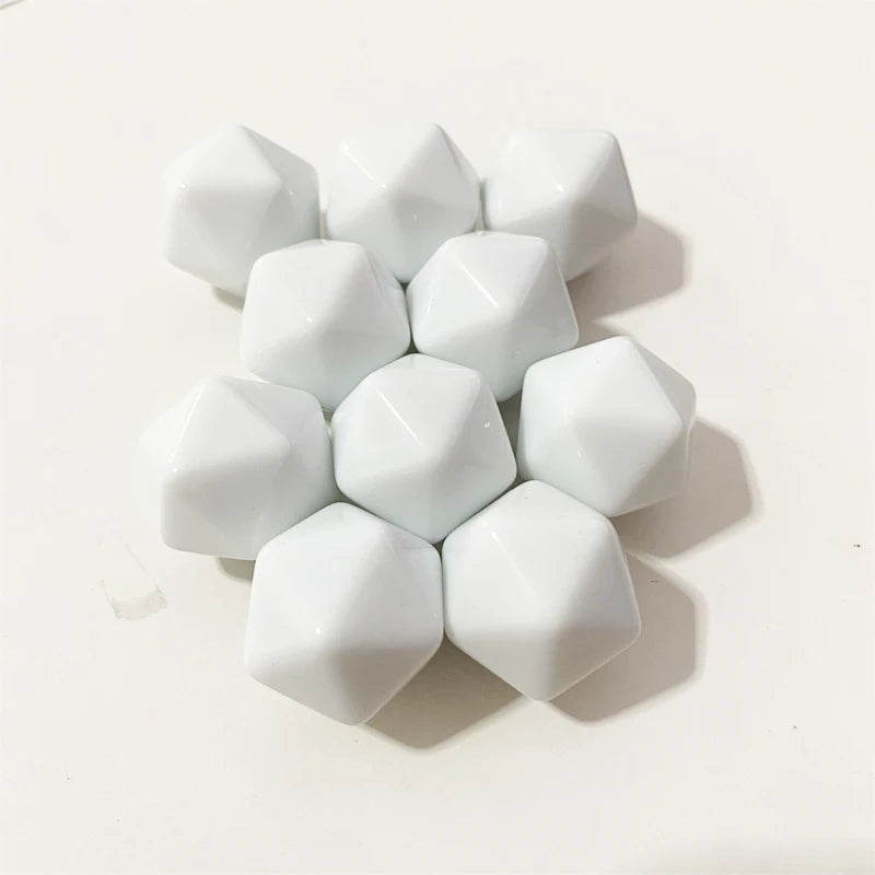 10 Pcs/set White 20 Side Blank D20 Dice Diagonal Diameter 24mm DIY Board Game Accessories For Kid DIY Write Painting Graffiti
