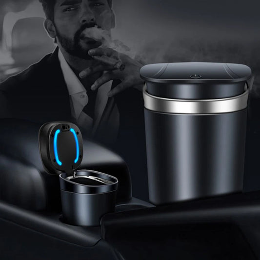 Universal Car Ashtray Portable Automatic Multi-function Button Open Lid Ashtray with LED Light Metal Liner for Car