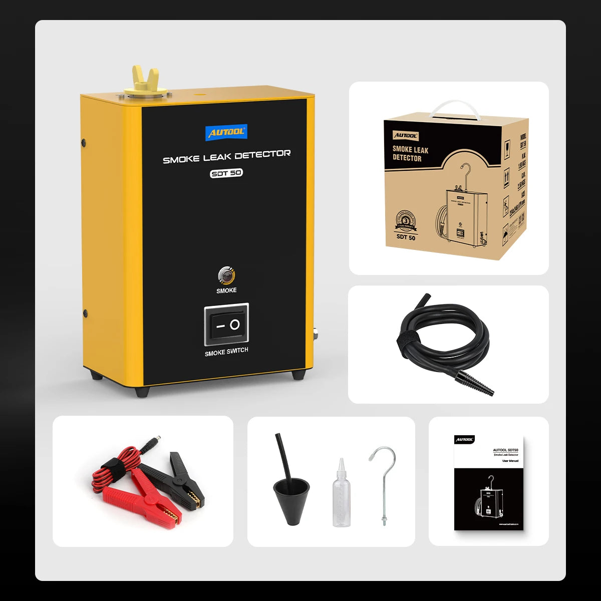 AUTOOL SDT50 Car Smoke Leak Detector Automotive EVAP Leakage Gas Leakage Machine Locator Oil Pipe Generator Diagnostic Tools