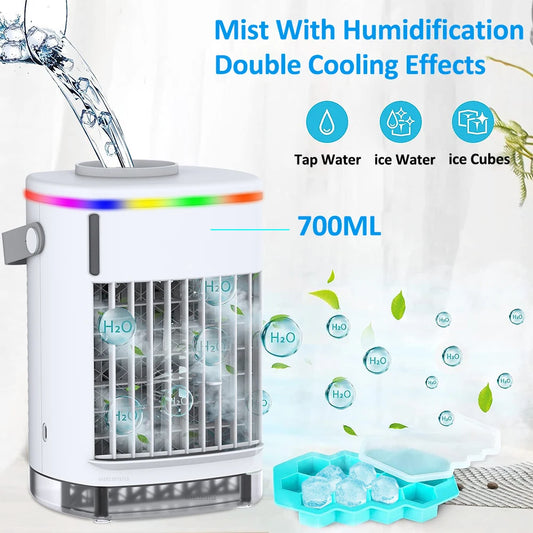 Portable Cooler Air Conditioner Mini Cooling Fans USB Air Conditioning 700ML Ice Water Air Conditioner With Humidifier For Home