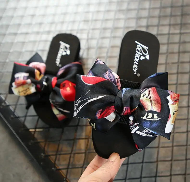 Slippers Women Wear Summer New Fashion Sandal Beach Slides Polka Dot Bow Shoes Comfortable Platform Flip Flops Woman's Sandalia