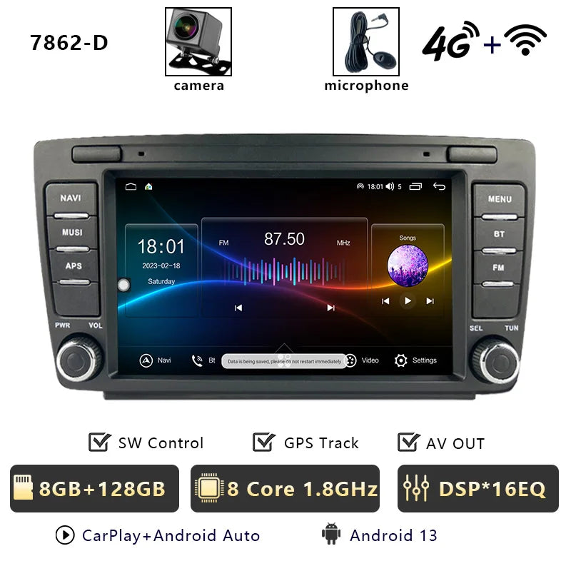 CHSTEK 7" Android Car Radio Wireless Carplay Multimedia for Skoda Octavia Mk2 A5 2004-2014 WIFI Bluetooth Plug and Play Canbus