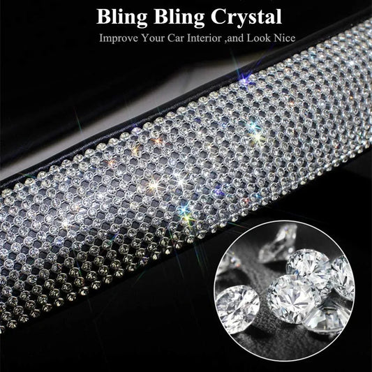 Rhinestone Crystal Car Steering Wheel Cover, PU Leather, Fits Car Accessories and Car Styling, Enhances Luxury and Comfort