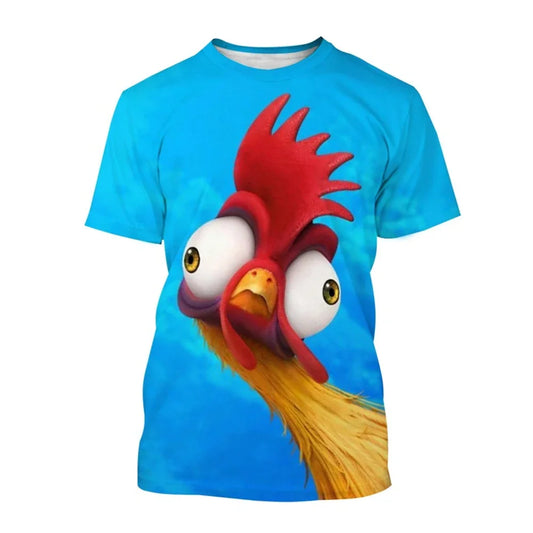2024 Fashion Graphic Chicken 3D Printing Men's T-shirt Funny Anime Chicken Unisex Casual Short Sleeve tees tops
