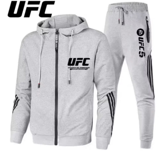 UFC Zipper Hoodie Set Comfortable Breathable Simple Casual Sports Two-Piece SetThin style