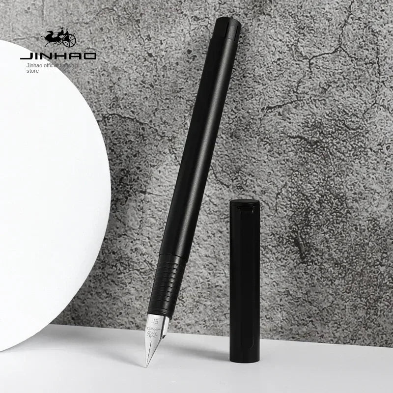 JINHAO 65 Fountain Pen F/EF/ 0.3mm Nib Stainless Steel Frosted Black Writing Ink Pens Business Office School Supplies Stationery