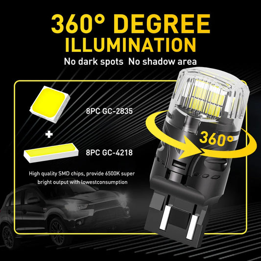 AUXITO 2X T20 7443 LED Bulb W21/5W 7440 W21W LED White Reverseing Light Car Parking Position Light DRL Daytime Running Lamp 12V