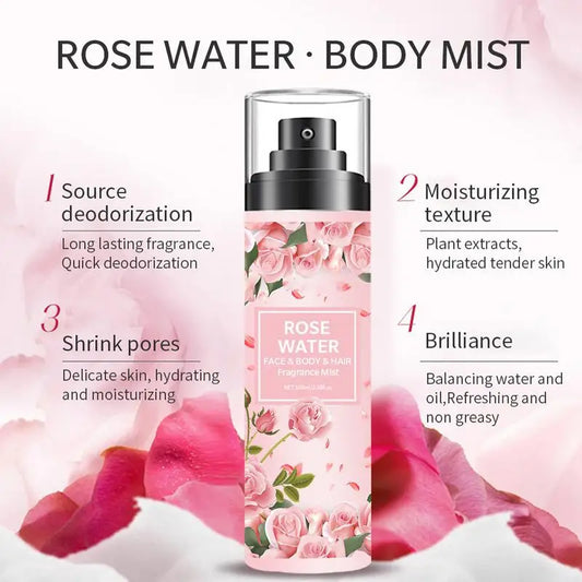 Rose Pure Dew Damask Rose Water Rose Pure Essentiall Oil Organic Rose Petals Essence Hydrating Moisturizing Rose Water Spray